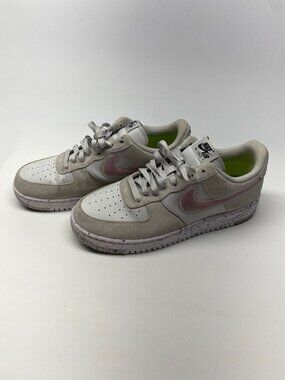 Nike Womens Air Force 1 Crater Pink Prime White Leather Shoe Sneaker Sz 12